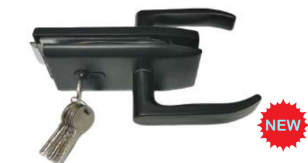 CERRADURA CON MANILLA - LLAVE -VIDRIO - MURO NEGRO